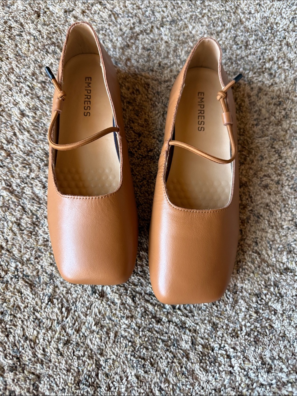 Empress Women's Square-Toe Mary Jane Flats in Tan